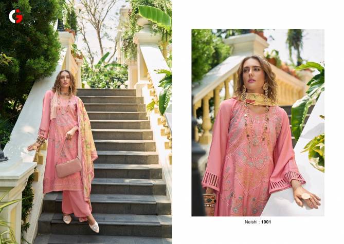 Neishi By Gull Jee Muslin Printed Designer Salwar Kameez Wholesale Clothing Suppliers In India
